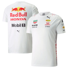 2022 Red Bull Racing White F1 Team Round Collar POLO T-Shirt