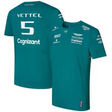 2023 Aston Martin Cognizant F1 Team Round Collar With VETTEL 5 T-Shirt
