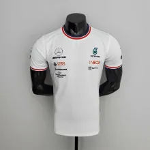 2022 Mercedes F1 Team Round Collar POLO T-Shirt White