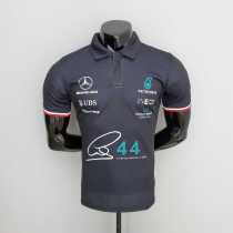 2022 Mercedes F1 Team POLO T-Shirt Black with number 44
