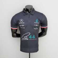 2022 Mercedes F1 Team POLO T-Shirt Black with number 44