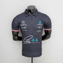2022 Mercedes F1 Team POLO T-Shirt Black with number 44