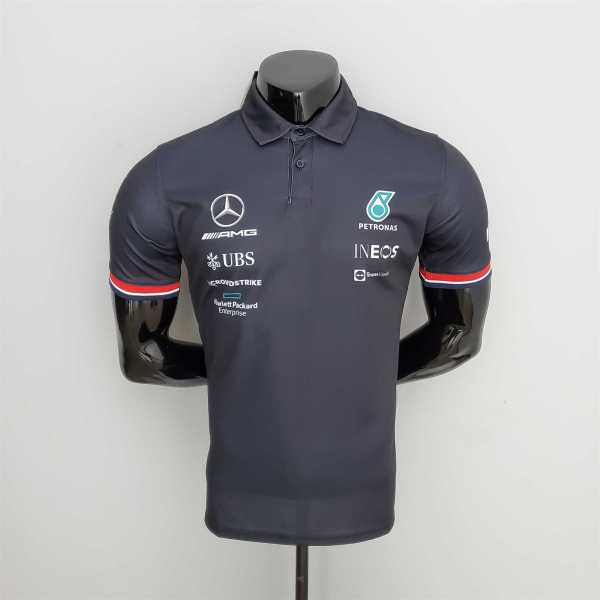 2022 Mercedes F1 Team POLO T-Shirt Black with number 66
