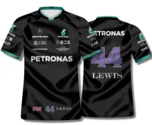 2023 Mercedes F1 Team POLO T-Shirt Black with number 44