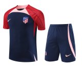 23/24 At Madrid  Dark Blue Training Set--Short sleeve and Short Pant Training Tracksuit