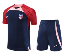 23/24 At Madrid  Dark Blue Training Set--Short sleeve and Short Pant Training Tracksuit