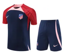 23/24 At Madrid  Dark Blue Training Set--Short sleeve and Short Pant Training Tracksuit