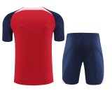 23/24 At Madrid  Red Training Set--Short sleeve and Short Pant Training Tracksuit