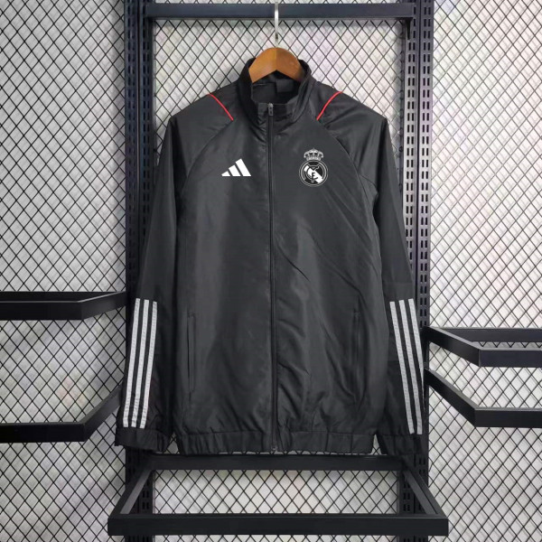 2023 Real Madrid Black Windbreaker Jacket Thai Quality