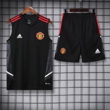 22/23 Manchester United Black Vest Training Tracksuit