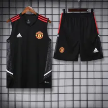 22/23 Manchester United Black Vest Training Tracksuit