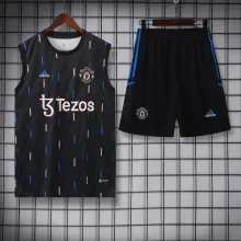 22/23 Manchester United Black Vest Training Tracksuit