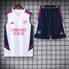 22/23 Arsenal White Vest Training Set--Vest and Short Pant Training Tracksuit
