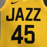 NBA 2023 Men Utah Jazz Yellow #45 MITCHELL Jersey High Quality Name and Number Print