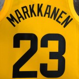 NBA 2023 Men Utah Jazz Yellow #23 MARKKANEN Jersey High Quality Name and Number Print