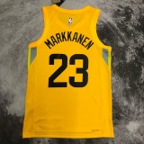 NBA 2023 Men Utah Jazz Yellow #23 MARKKANEN Jersey High Quality Name and Number Print
