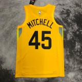 NBA 2023 Men Utah Jazz Yellow #45 MITCHELL Jersey High Quality Name and Number Print