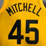 NBA 2023 Men Utah Jazz Yellow #45 MITCHELL Jersey High Quality Name and Number Print