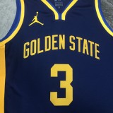 NBA Men Season 2023 Golden State Warriors Blue with Jordan Logo #3 POOLE Jersey High Quality Name and Number Print