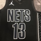 NBA Men 2023 Brooklyn Nets Black with Jordan Logo #13 HARDEN Jersey High Quality Name and Number Print