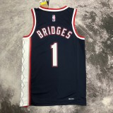 NBA Season 2022 75th Anniversary Brooklyn Nets Black #1 BRIDGES Jersey High Quality Name and Number Print