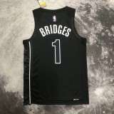 NBA Men 2023 Brooklyn Nets Black with Jordan Logo #1 BRIDGES Jersey High Quality Name and Number Print