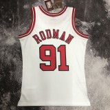 NBA Men Season 1998 Retro Chicago Bulls White #91 RODMAN Jersey High Quality Name and Number Print