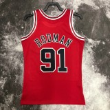 NBA Men Season 1998 Retro Chicago Bulls Red #91 RODMAN Jersey High Quality Name and Number Print