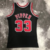NBA Men Season 1998 Retro Chicago Bulls Black #33 PIPPEN Jersey High Quality Name and Number Print