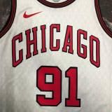NBA Men 2023 Chicago Bulls City Version White #91 RODMAN Jersey High Quality Name and Number Print