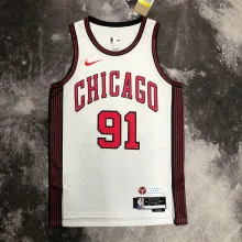 NBA Men 2023 Chicago Bulls City Version White #91 RODMAN Jersey High Quality Name and Number Print