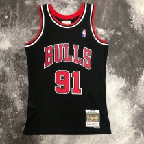 NBA Men Season 1998 Retro Chicago Bulls Black #91 RODMAN Jersey High Quality Name and Number Print