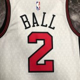 NBA Men 2023 Chicago Bulls City Version White #2 BALL Jersey High Quality Name and Number Print