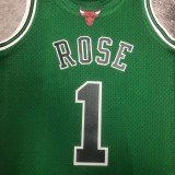 NBA Men Season 08-09 Retro Chicago Bulls Green #1 ROSE with Black Letter Jersey High Quality Name and Number Print