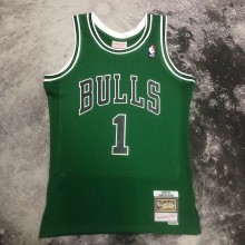 NBA Men Season 08-09 Retro Chicago Bulls Green #1 ROSE with Black Letter Jersey High Quality Name and Number Print
