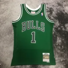 NBA Men Season 08-09 Retro Chicago Bulls Green #1 ROSE with Black Letter Jersey High Quality Name and Number Print