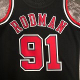 NBA Men Season 1998 Retro Chicago Bulls Black #91 RODMAN Jersey High Quality Name and Number Print