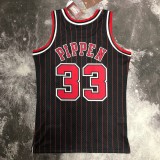 NBA Men Season 1996 Retro Chicago Bulls Black Stripe #33 PIPPEN Jersey High Quality Name and Number Print