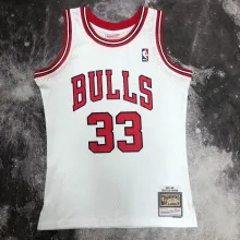 NBA Men Season 1998 Retro Chicago Bulls White #33 PIPPEN Jersey High Quality Name and Number Print