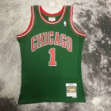 NBA Men Season 08-09 Retro Chicago Bulls Green #1 ROSE with Red Letter Jersey High Quality Name and Number Print