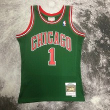 NBA Men Season 08-09 Retro Chicago Bulls Green #1 ROSE with Red Letter Jersey High Quality Name and Number Print