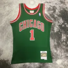 NBA Men Season 08-09 Retro Chicago Bulls Green #1 ROSE with Red Letter Jersey High Quality Name and Number Print
