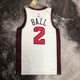 NBA Men 2023 Chicago Bulls City Version White #2 BALL Jersey High Quality Name and Number Print