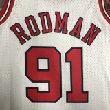 NBA Men Season 1998 Retro Chicago Bulls White #91 RODMAN Jersey High Quality Name and Number Print