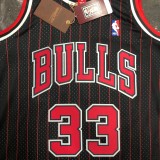 NBA Men Season 1996 Retro Chicago Bulls Black Stripe #33 PIPPEN Jersey High Quality Name and Number Print