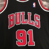 NBA Men Season 1998 Retro Chicago Bulls Black #91 RODMAN Jersey High Quality Name and Number Print