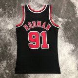 NBA Men Season 1998 Retro Chicago Bulls Black #91 RODMAN Jersey High Quality Name and Number Print