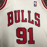 NBA Men Season 1998 Retro Chicago Bulls White #91 RODMAN Jersey High Quality Name and Number Print