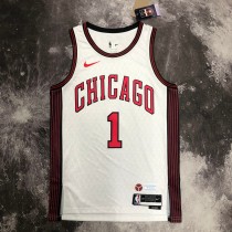 NBA Men 2023 Chicago Bulls City Version White #1 ROSE Jersey High Quality Name and Number Print