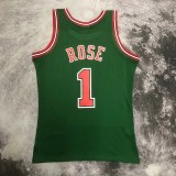 NBA Men Season 08-09 Retro Chicago Bulls Green #1 ROSE with Red Letter Jersey High Quality Name and Number Print